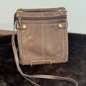 Fossil Tan Leather Messenger Bag